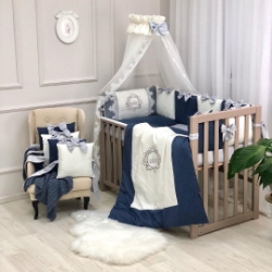 Lenjerie Patut Copii Bebe 8 piese Elegance dark blue